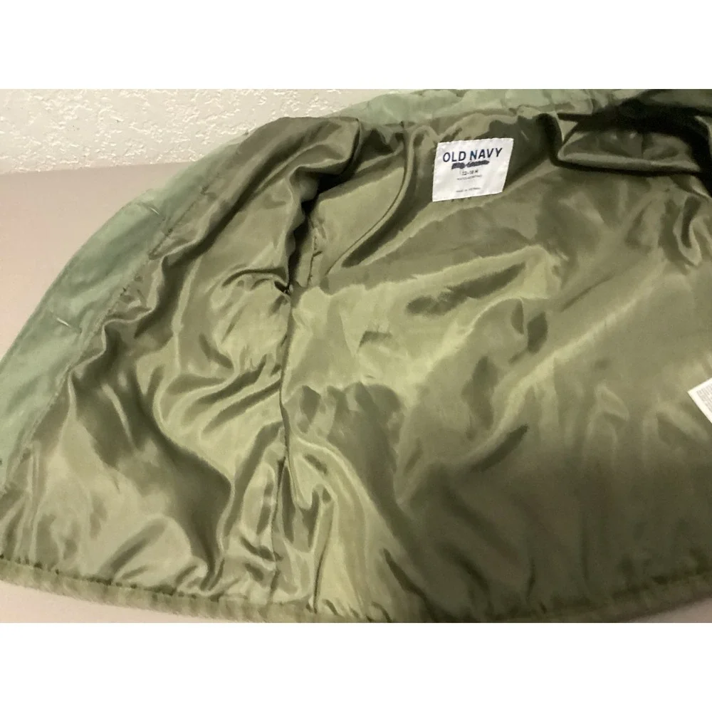 Old Navy Quilted Barn Jacket Toddler 12-18M Green Water-Resistant Field Coat